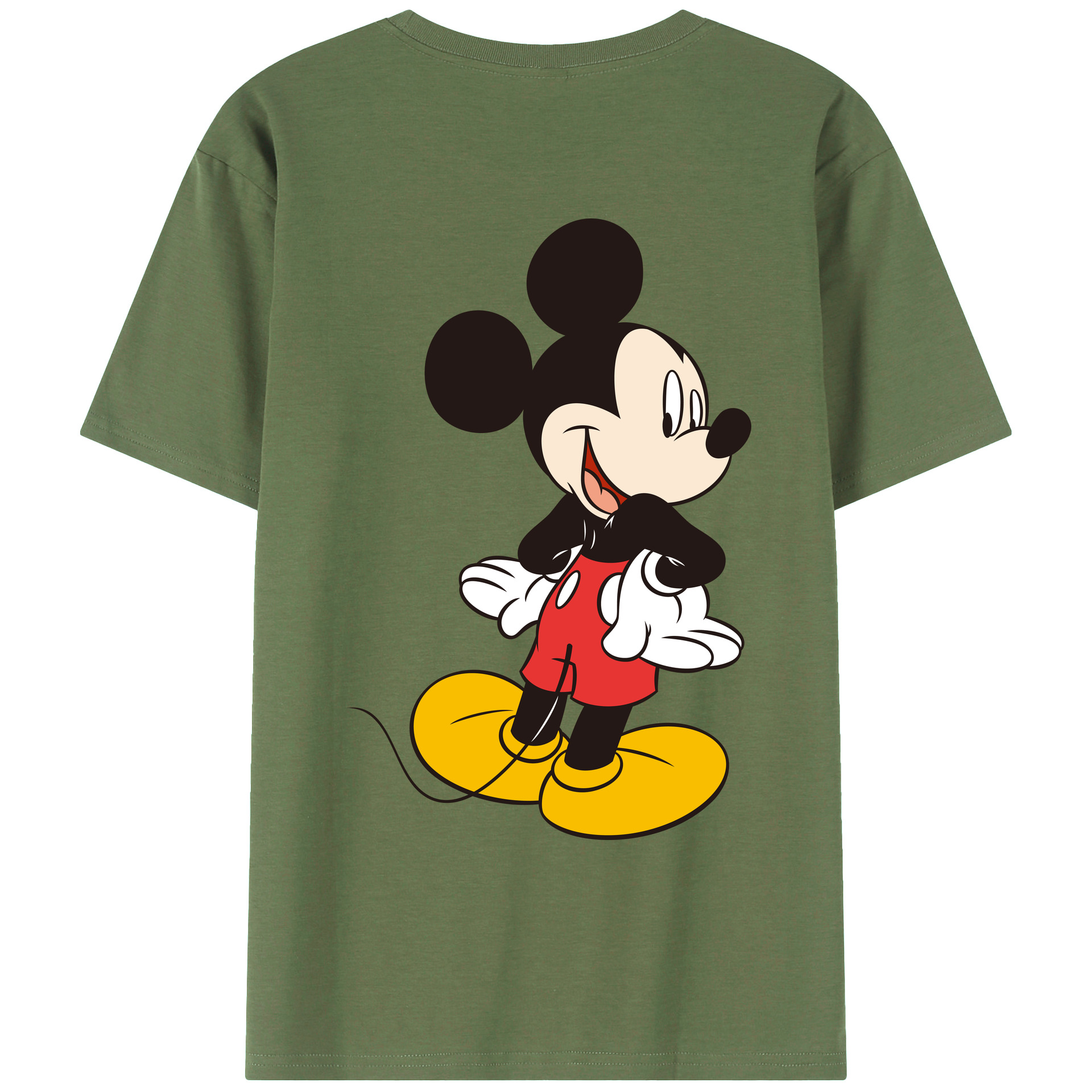 ミッキーマウス Mickey Mouse 綿100％ メンズ半袖Tシャツ（バックプリント） 通気性